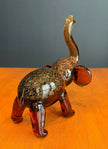 Dynasty Gallery Amber Art Glass Elephant Figurine with Gold Aventurine Flecks