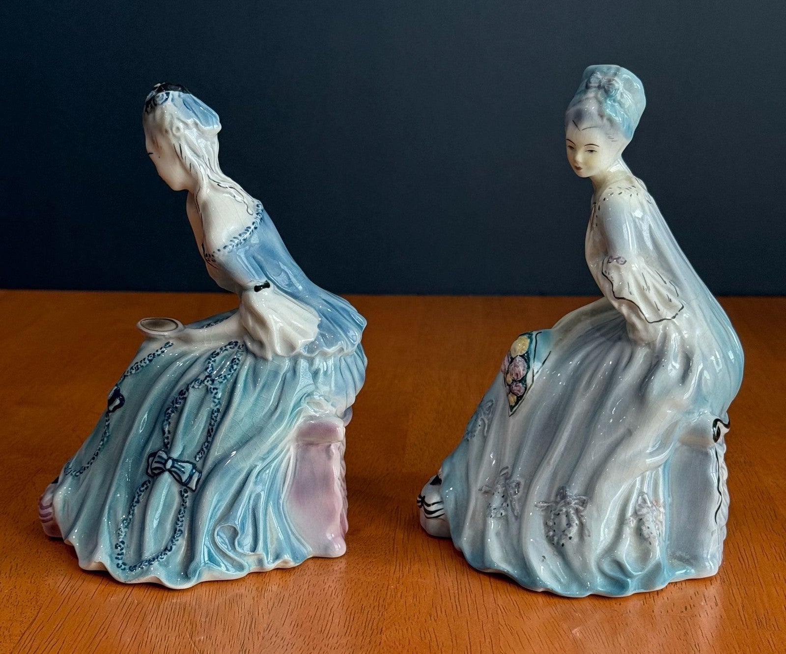 Vintage Goldscheider Everlast Porcelain Victorian Lady Figurines Set of 2