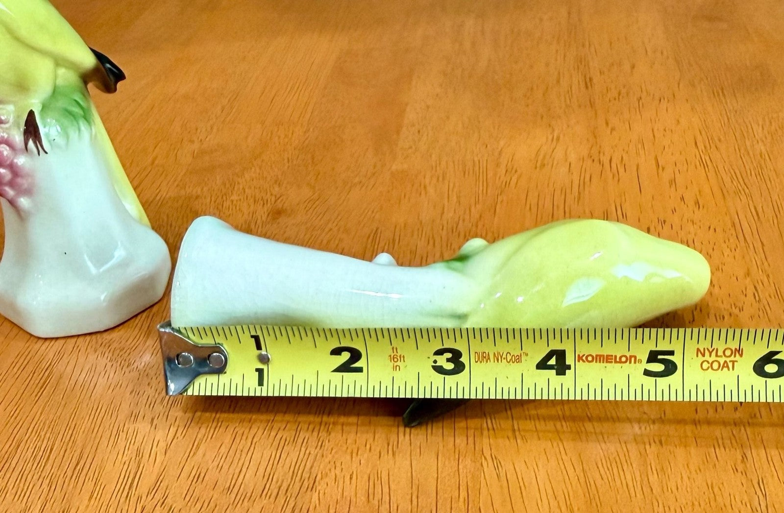 Vintage Set of 2 Yellow Parakeet Birds on Perches Ceramic Figurines