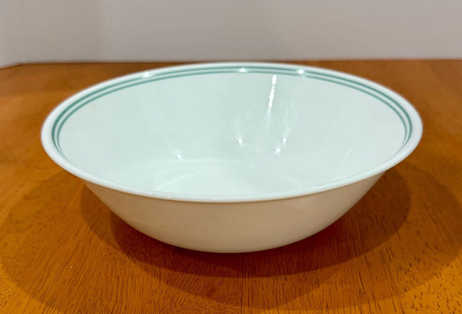 Vintage Corelle Country Cottage 8.5 Inch Serving Bowl White Green Stripes