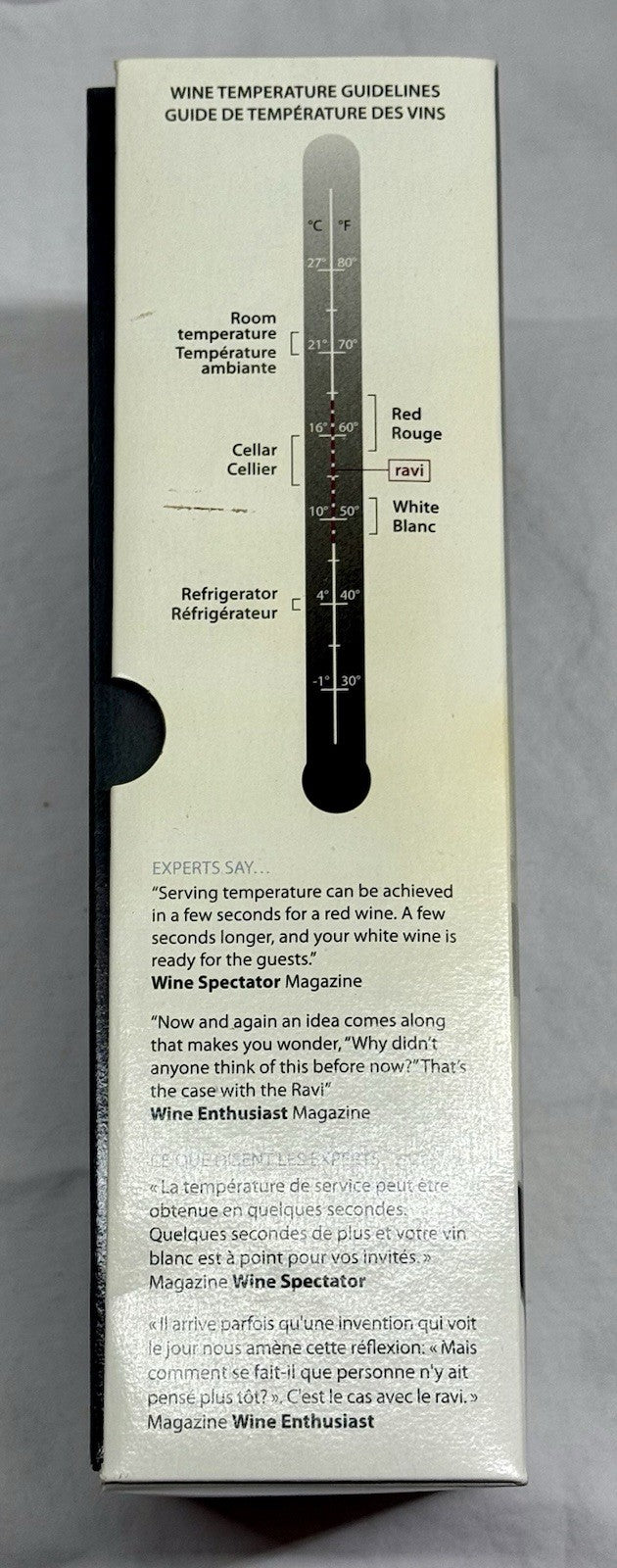 Ravi Instant WINE CHILLER Cooler Refresher With Bonus Thermometer NEW