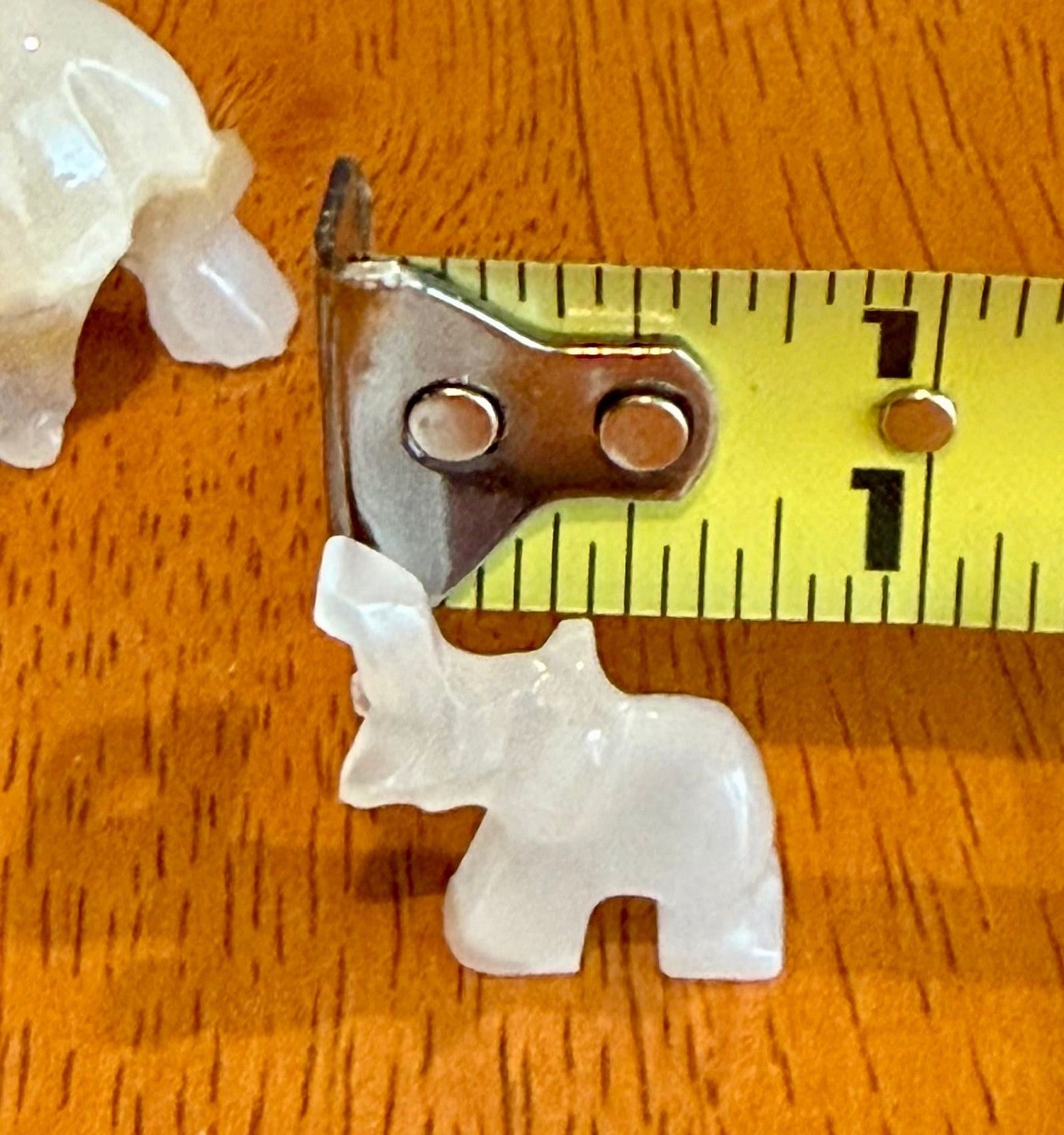 Set of 4 Vintage Hand Carved White Onyx Stone Elephant Figurines Raised Trunk