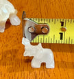 Set of 4 Vintage Hand Carved White Onyx Stone Elephant Figurines Raised Trunk