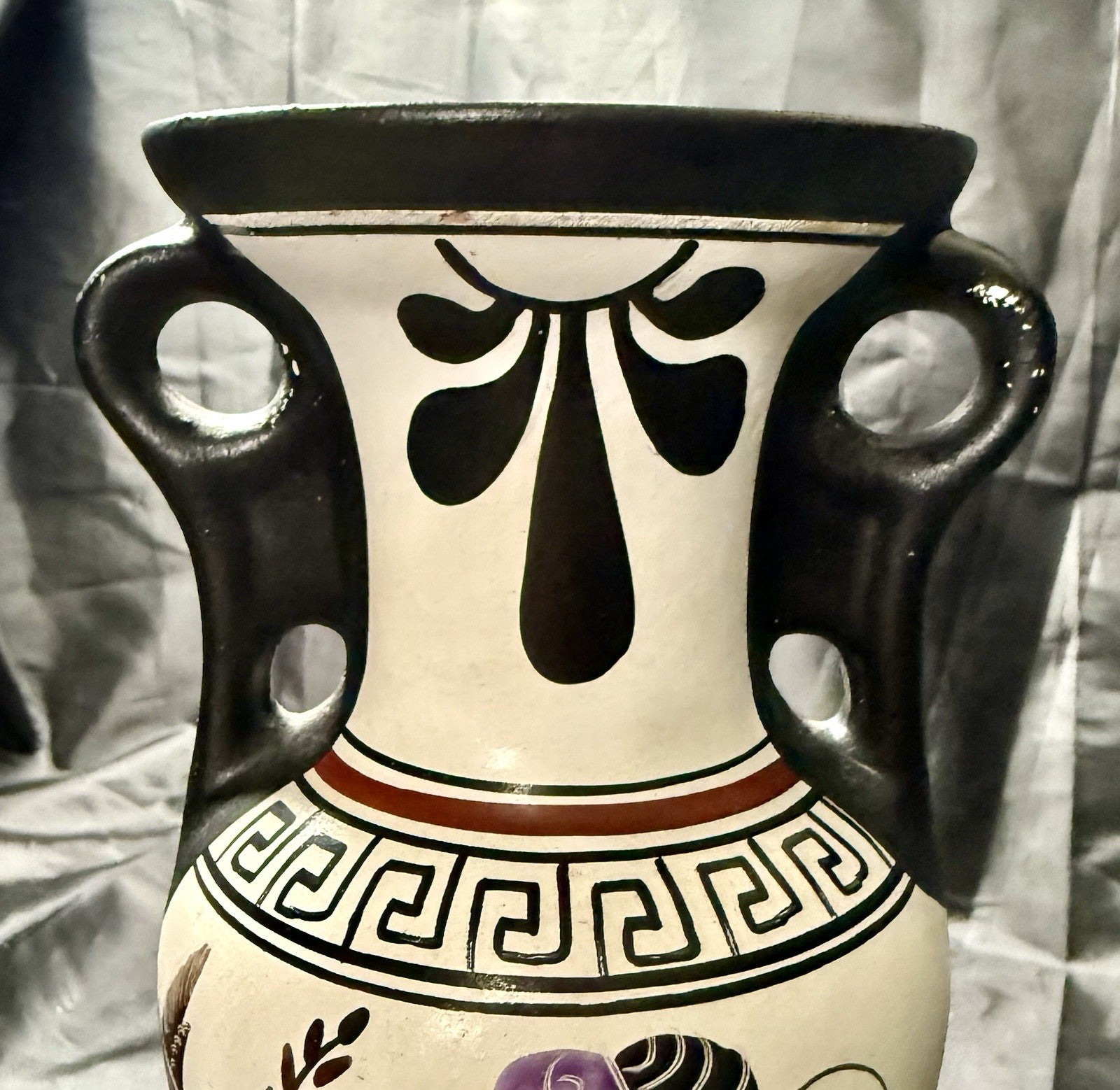 Vintage Amphora Made in Greece Hand Painted Art Pottery Greek Replica Urn Vase
