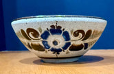 Vintage Tonala Mexico Hand Painted Sandstone Pottery Floral Bowl 5