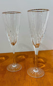 Vintage Cristal D'Arques-Durand Cassandra 4 Gold Trim Champagne Flutes