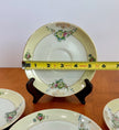 Set of 4 Vintage Hand Painted Floral Porcelain Saucers Made in Occupied Japan