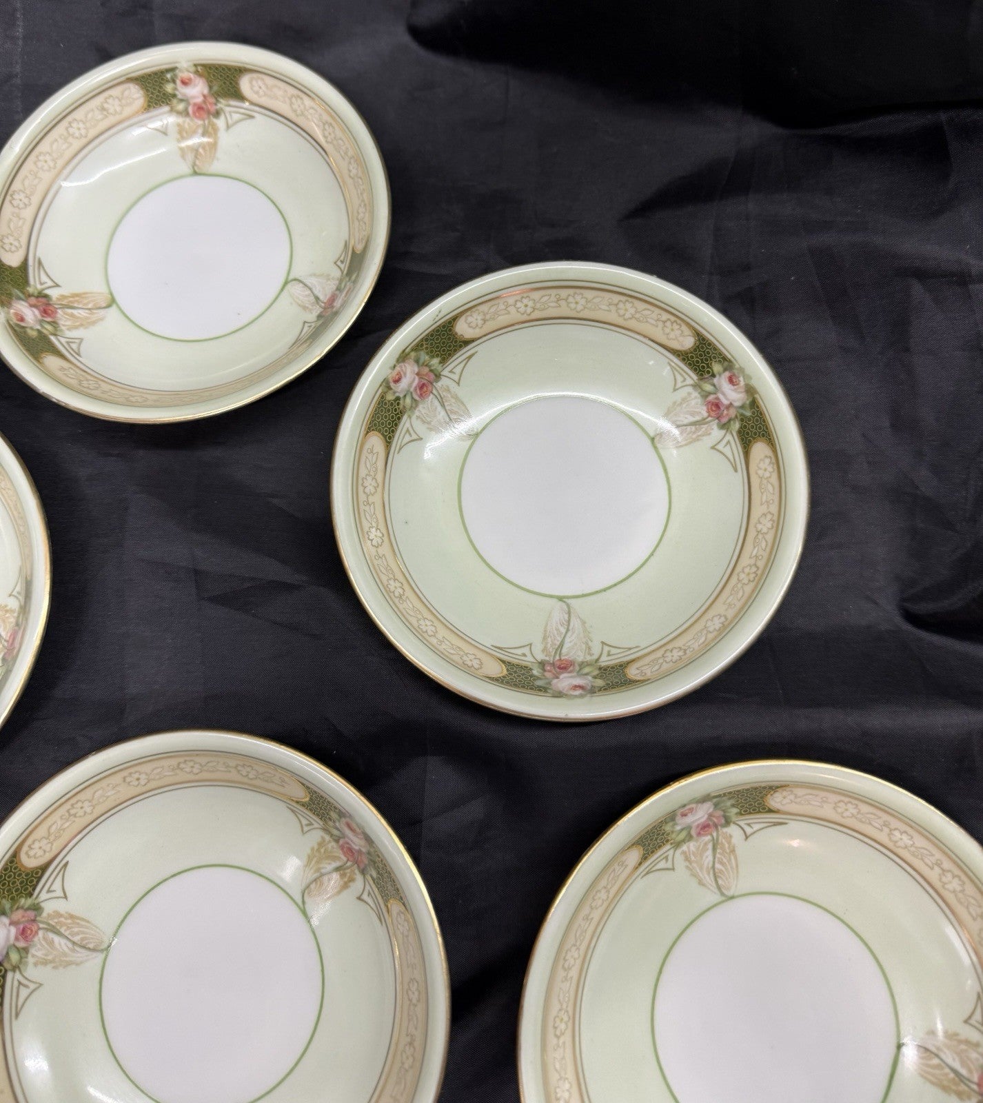 Antique Lot Of 6 Reinhold Schlegelmilch RS Germany Roses And Gold Dessert Bowls