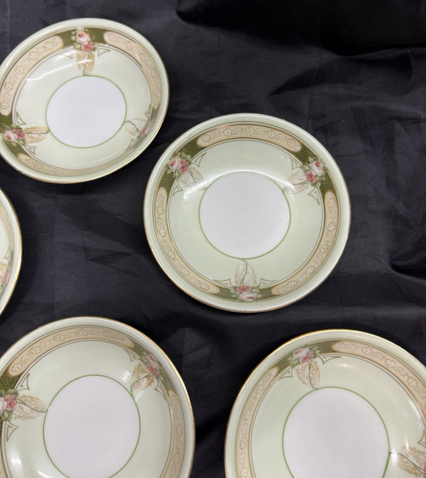 Antique Lot Of 6 Reinhold Schlegelmilch RS Germany Roses And Gold Dessert Bowls