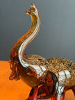 Dynasty Gallery Amber Art Glass Elephant Figurine with Gold Aventurine Flecks