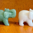 Set of 5 Vintage Hand Carved Gemstone and Quartz Elephant Figurines