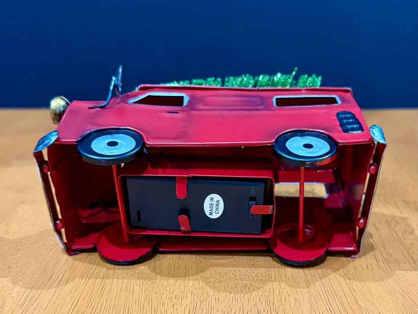 Enchanted Forest Red Metal Truck Christmas Decor Toy
