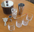 Vintage Bar Set Mr Bartender Shaker Set Jack Daniels Rock Glasses Set of 4