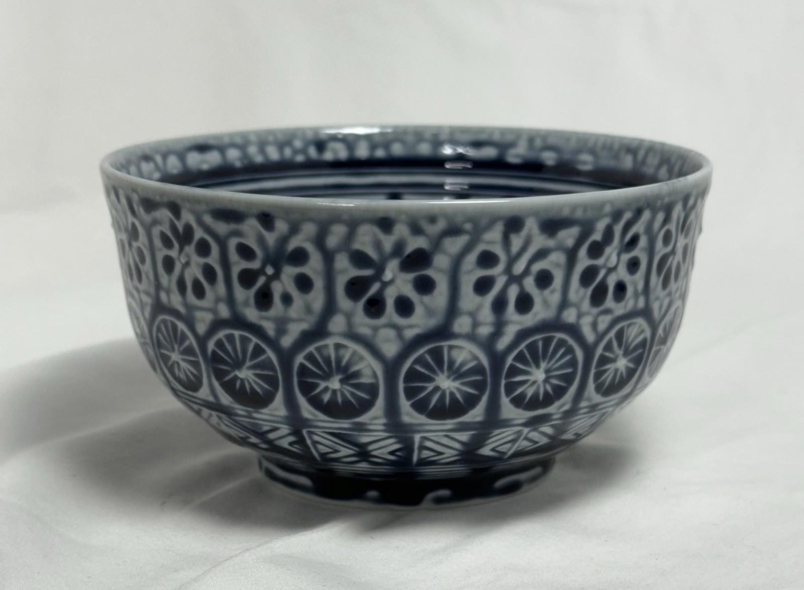 Vintage Arita Ware Blue White Porcelain Sugar Bowl Traditional Japanese Pottery