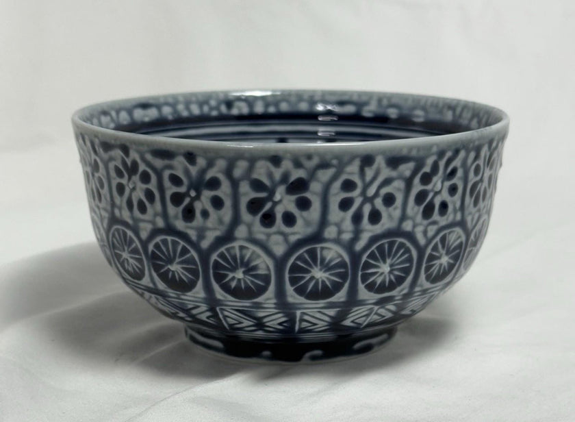 Vintage Arita Ware Blue White Porcelain Sugar Bowl Traditional Japanese Pottery