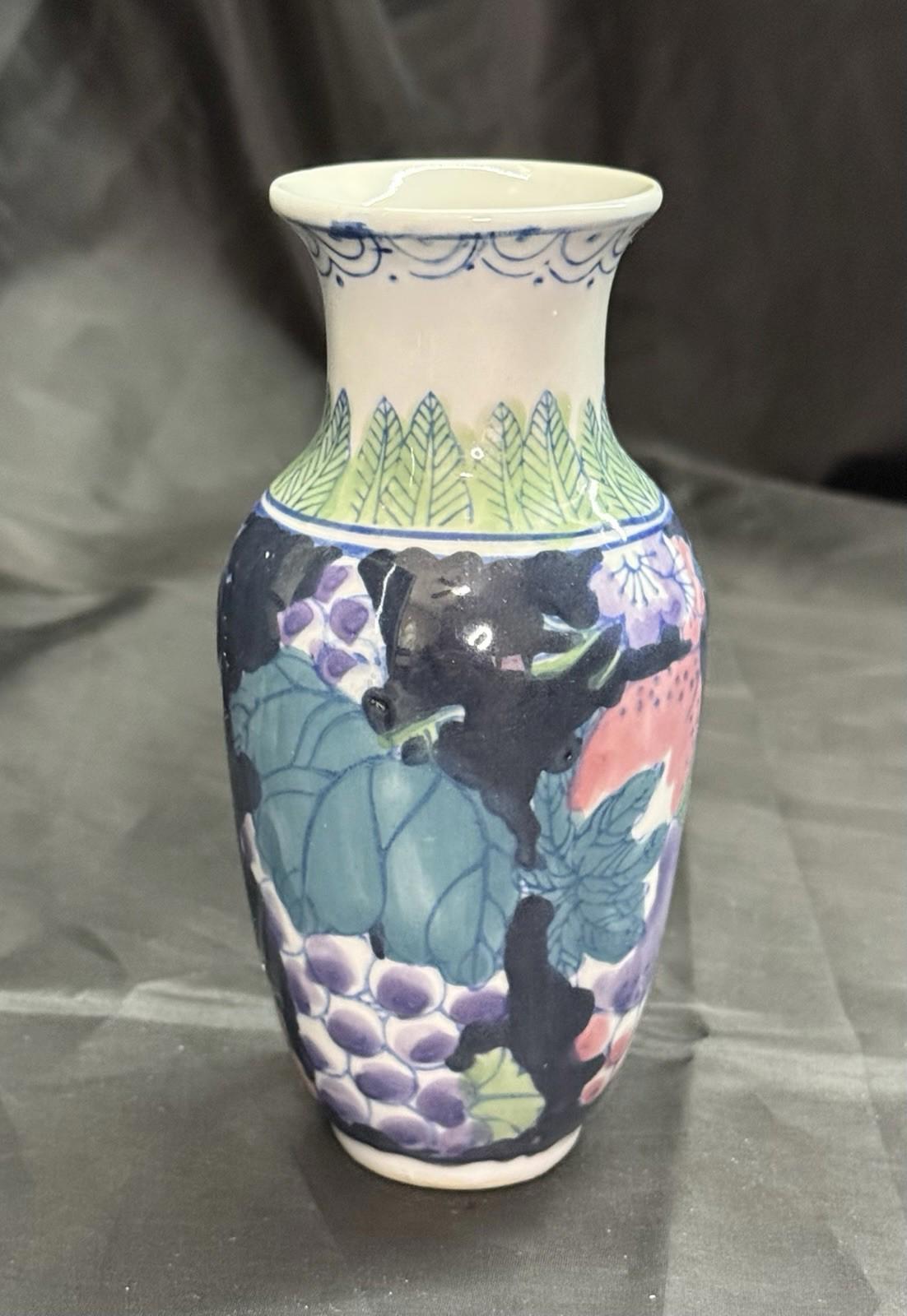 Vintage Chinoiserie-Style Bud Vase Accent Vase Floral Theme Circa 1960s