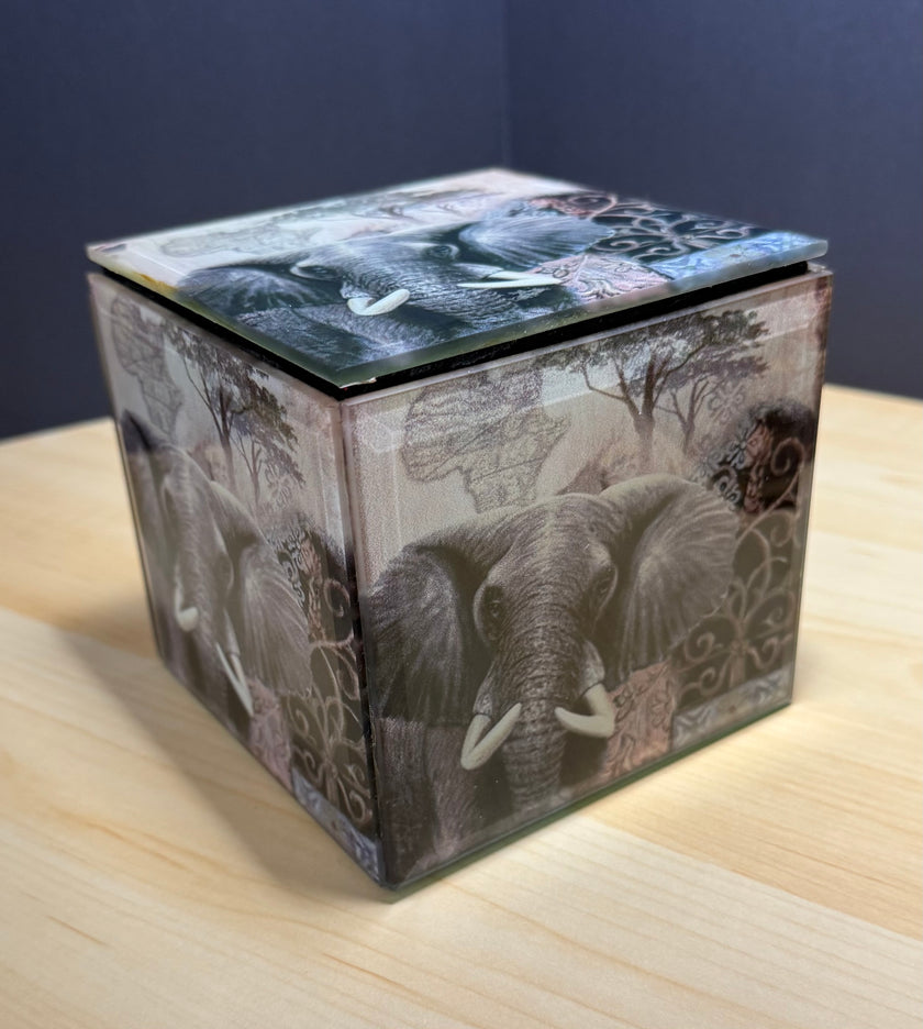 Arister Gifts Beveled Glass Elephant Keepsake Jewelry Box with Velvet Lining