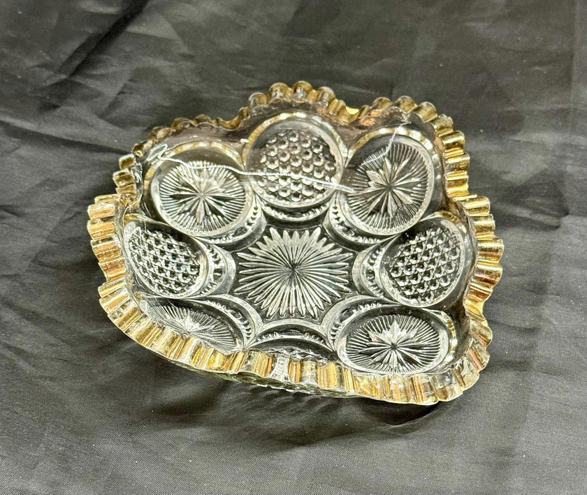 Antique (EAPG) Trinket Bowl US Glass Co # 15093 The States Gilded Sawtooth Edge
