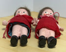 Pair of Vintage 1930s Roberta Composition Kewpie-Style Dolls in Red Dresses