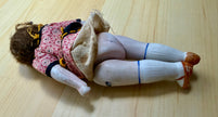 Antique Bisque Porcelain Jointed Doll Painted Blue Socks Original Cloth Dress