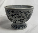 Ming Style Chinese Blue and White Porcelain Footed Bowl Stylized Lotus Design