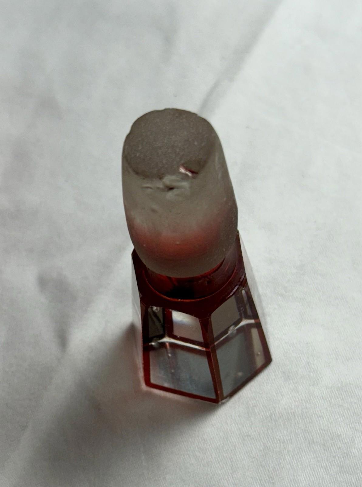 Antique Bohemian Czech Engraved Ruby Blown Glass Decanter & Stopper 19th Century
