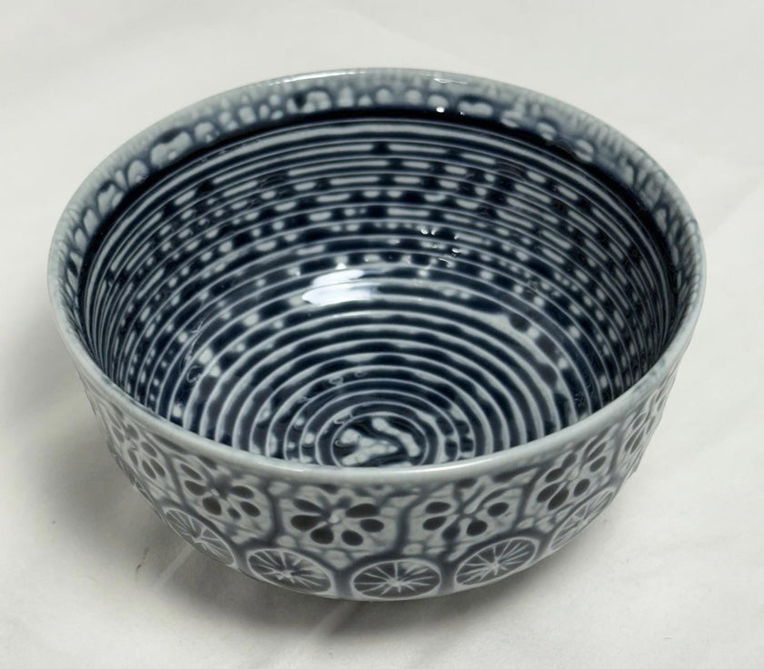 Vintage Arita Ware Blue White Porcelain Sugar Bowl Traditional Japanese Pottery