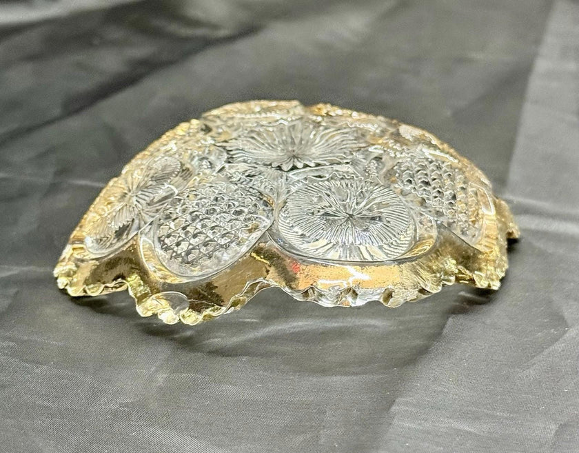 Antique (EAPG) Trinket Bowl US Glass Co # 15093 The States Gilded Sawtooth Edge