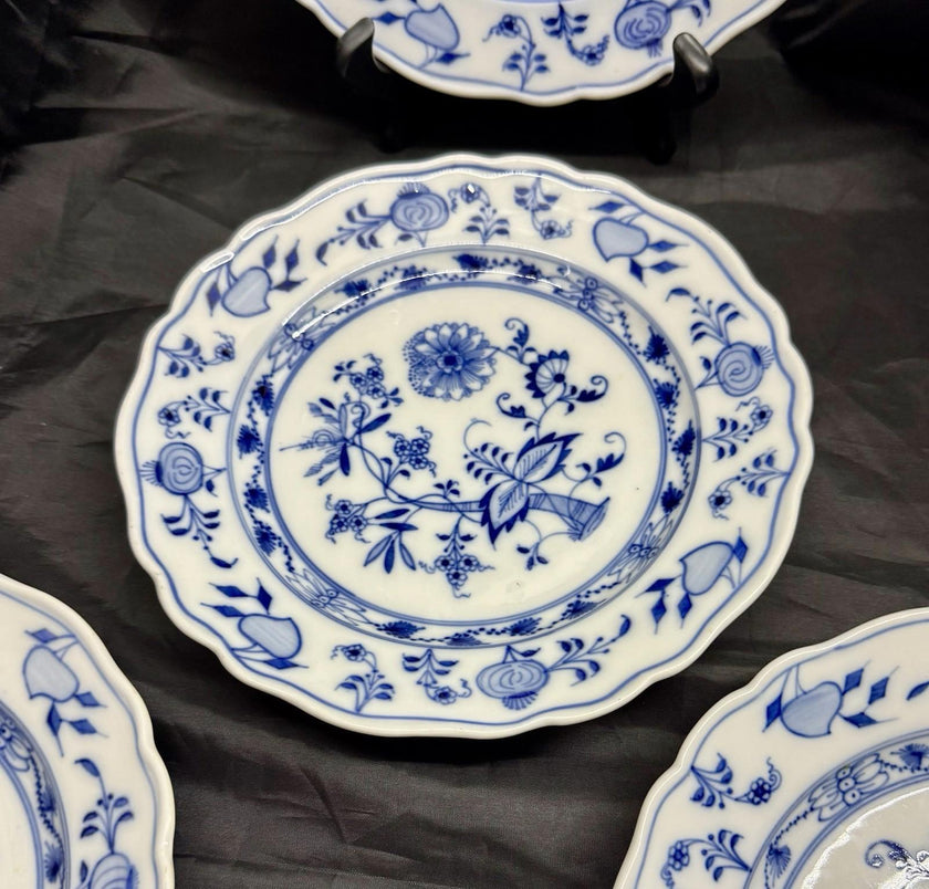 Antique Set Of 4 Ernst Teichert Meissen Blue Onion Luncheon Plates 8.5” Germany