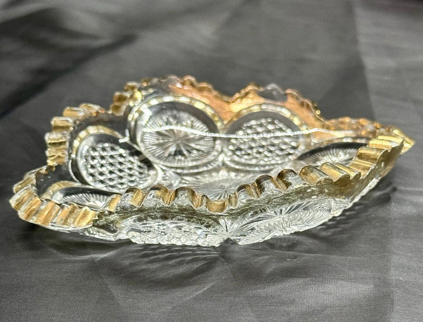 Antique (EAPG) Trinket Bowl US Glass Co # 15093 The States Gilded Sawtooth Edge