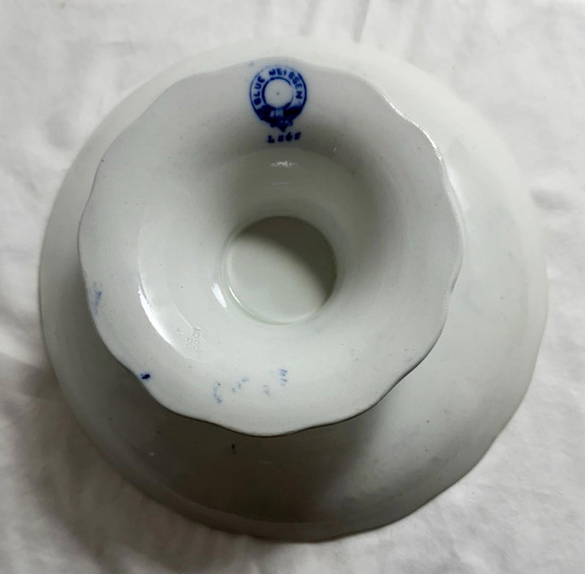 Antique Lewis Straus & Sons Blue Meissen Pedestal Cake Stand Blue Onion Pattern