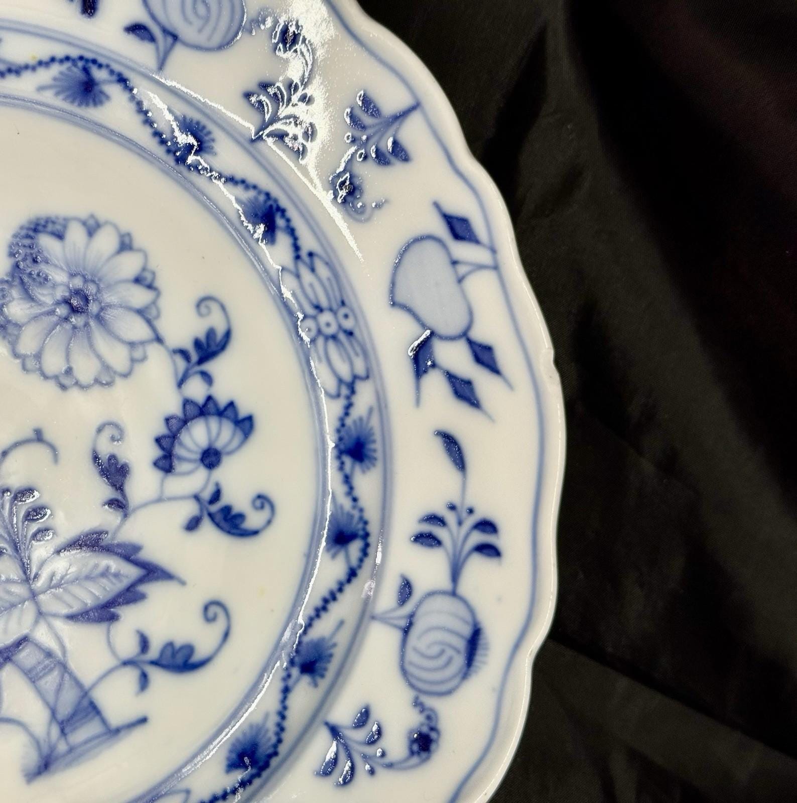 Antique Set Of 4 Ernst Teichert Meissen Blue Onion Luncheon Plates 8.5” Germany