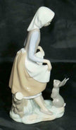 RETIRED LLADRÓ Rabbits Food #4826 Young Girl Bunny Figurine with Original Box