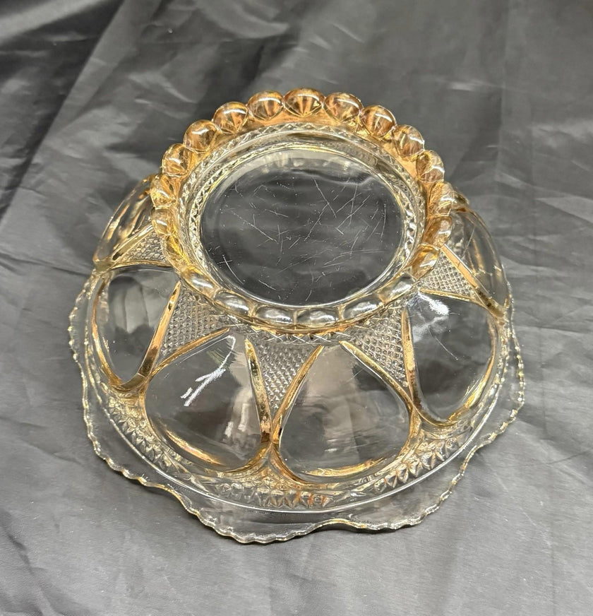 Antique EAPG Beaumont Glass Co Clear Duchess 103 OMN 8.5” Serving Bowl Gold Trim