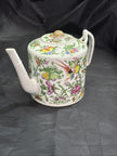 Antique Chinese Porcelain Teapot with Lid Cantonese Famile Rose 19th Century