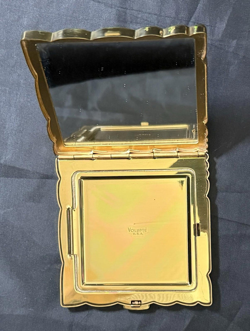 Vintage Volupté High Tide Powder Compact with Original Puff & Sleeve With Brush