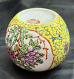 Vintage Japanese Porcelain Vase Ginger Jar Yellow Floral Famille Rose Style