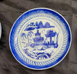Antique Set Of 6 Chinese Export Canton Blue and White Plates 6” High Rim RARE!