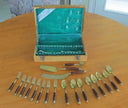 Vintage Thailand Siam Gold Bronze Rosewood Dessert Serving Set of 19 with Chest