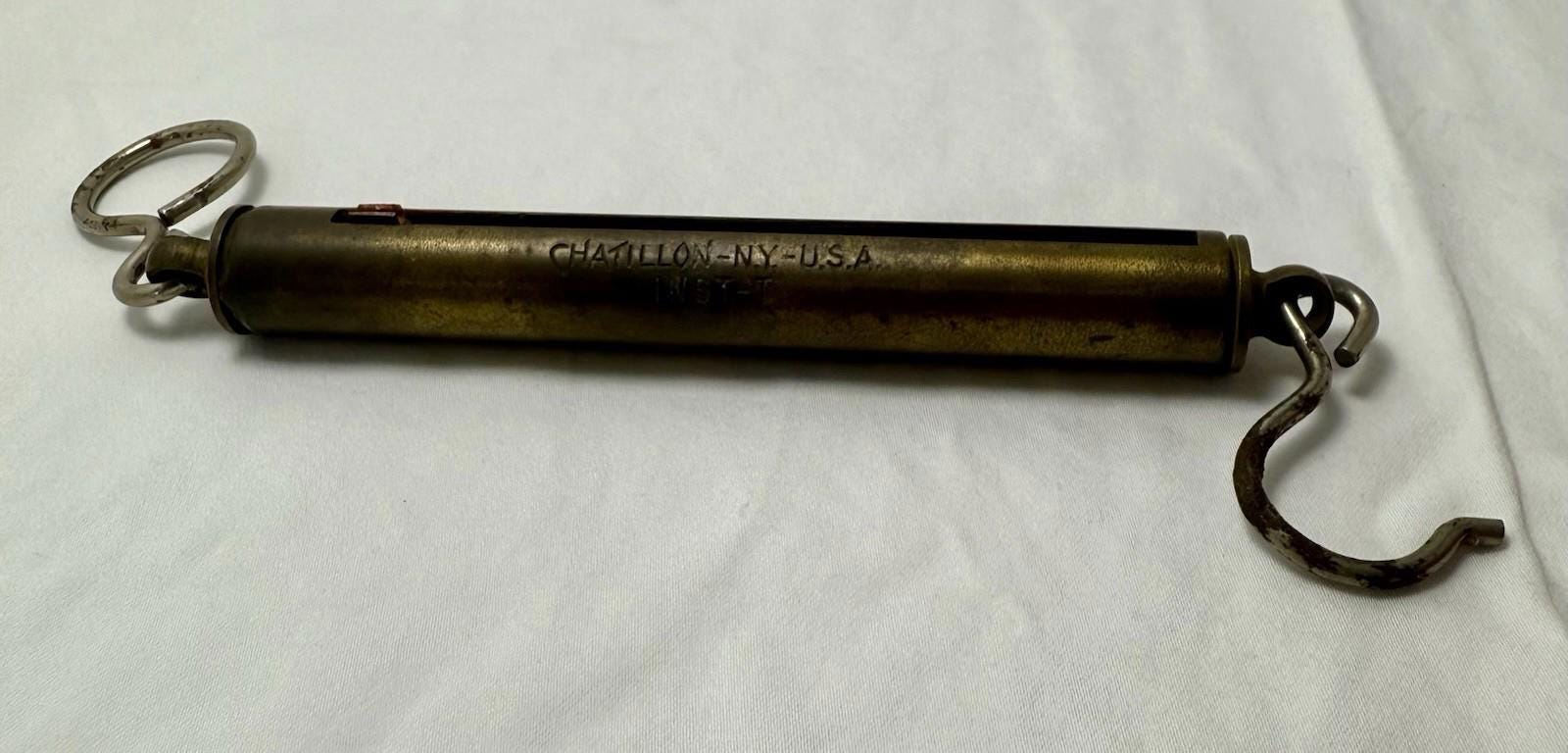 Antique Chatillon Brass Hanging Scale 4 Lb Capacity Fish Produce Spring Scale