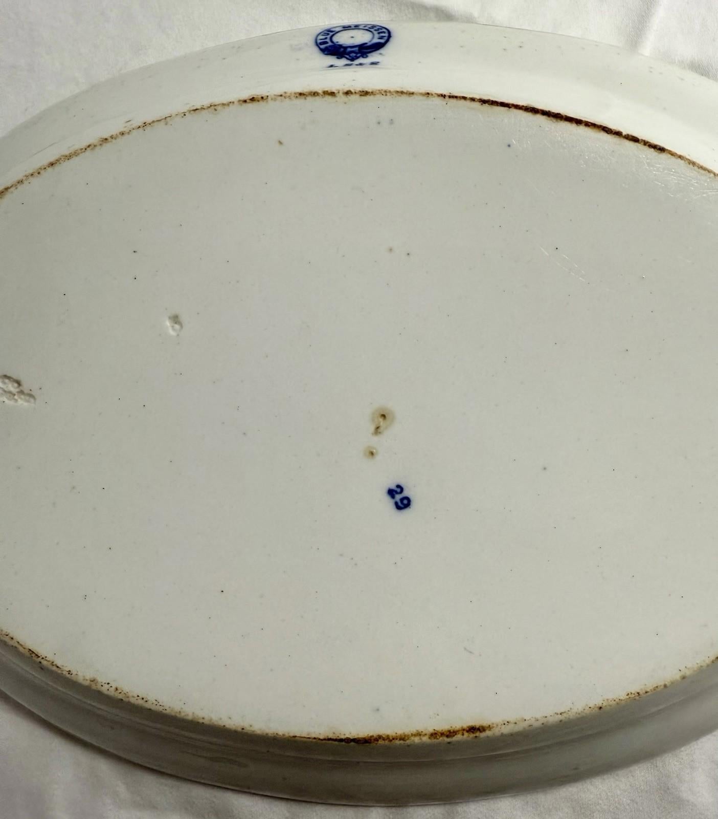 Antique LS&S Meissen Blue Onion Oval Platter 11.5 inch Lazarus Straus and Sons RARE!