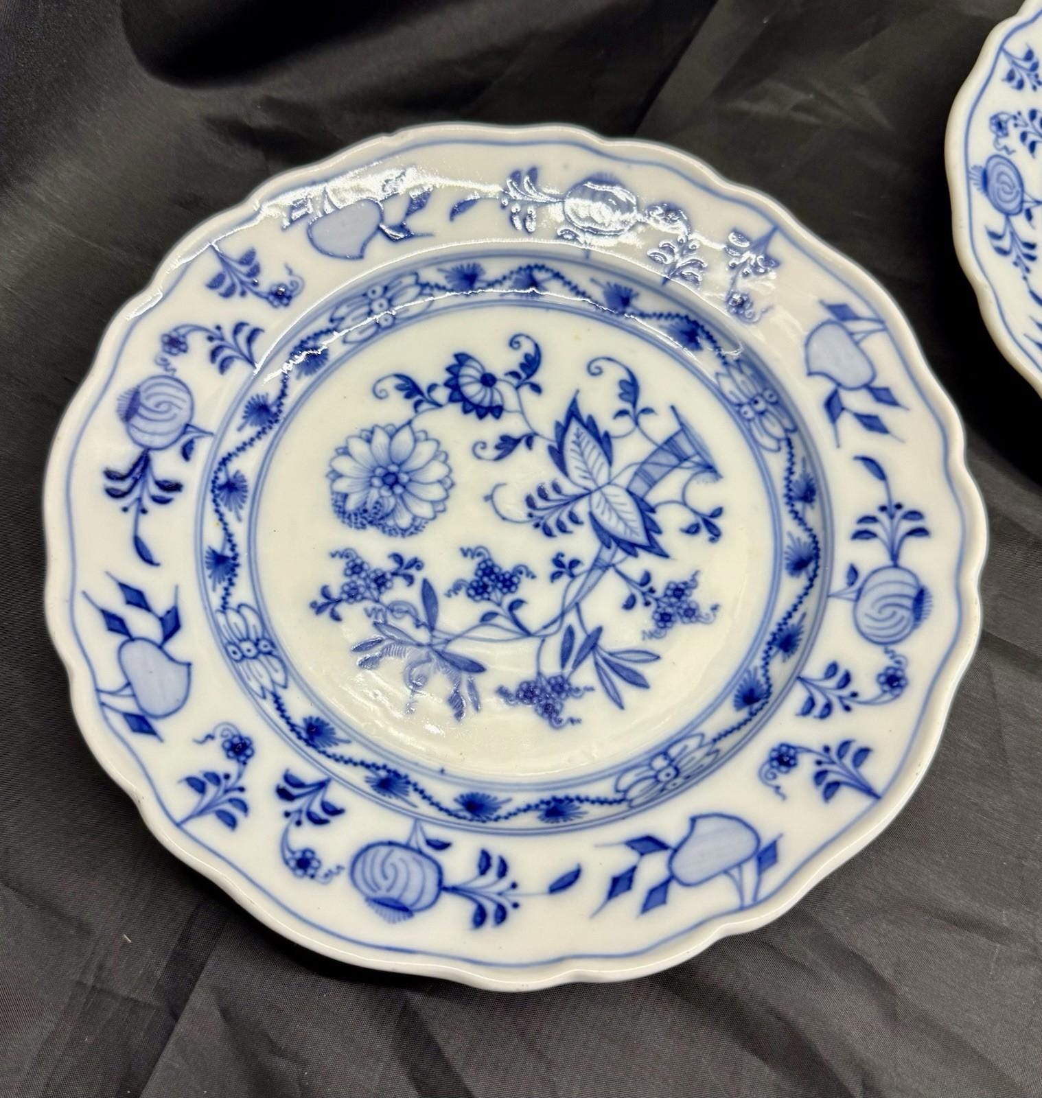 Antique Set Of 4 Ernst Teichert Meissen Blue Onion Luncheon Plates 8.5” Germany