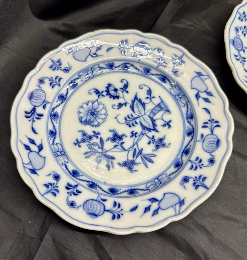 Antique Set Of 4 Ernst Teichert Meissen Blue Onion Luncheon Plates 8.5” Germany