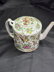 Antique Chinese Porcelain Teapot with Lid Cantonese Famile Rose 19th Century