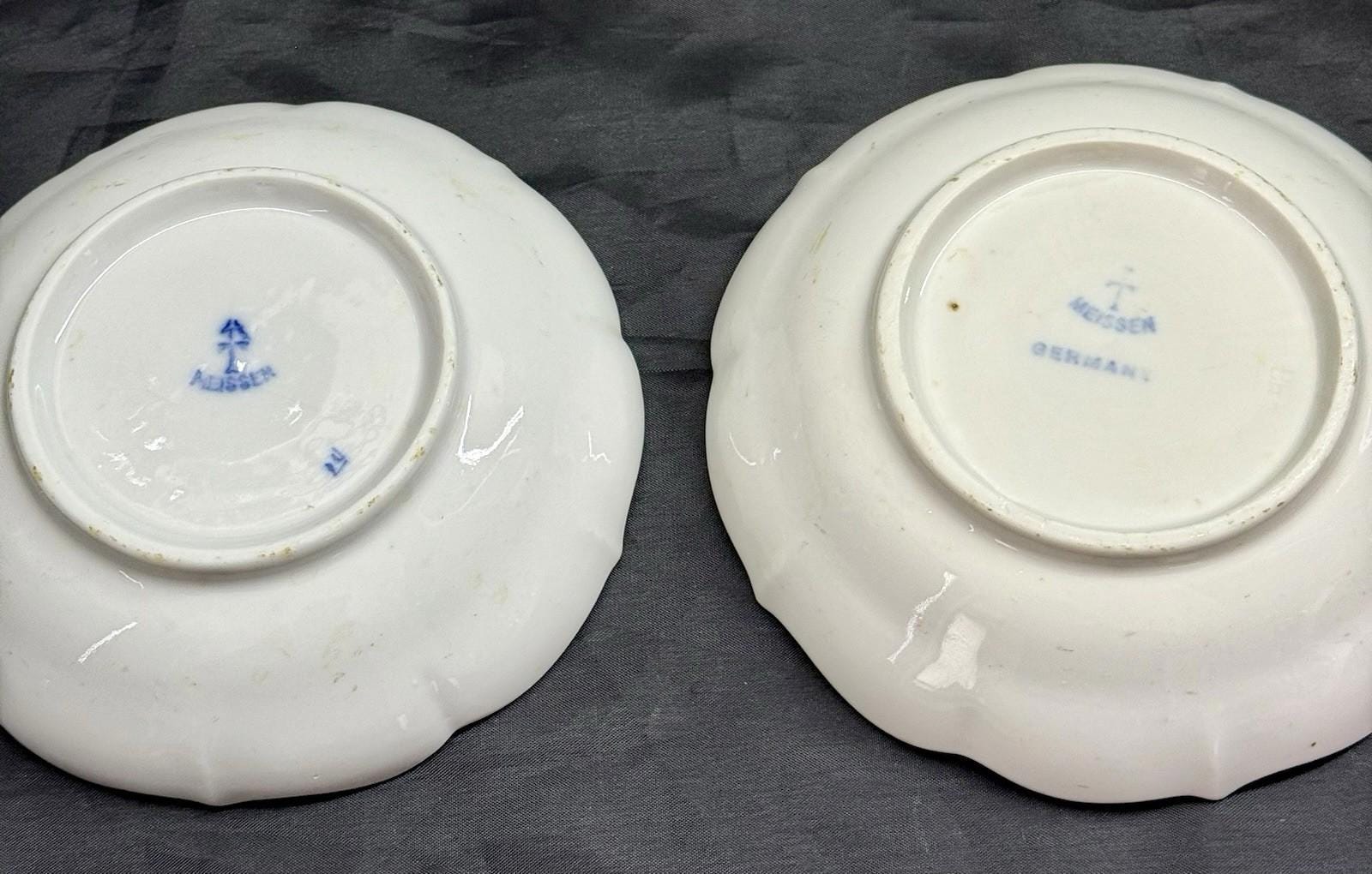 Antique Set 2 Ernst Teichert Meissen Coupe Cereal Bowl 5.25” Blue Onion Pattern