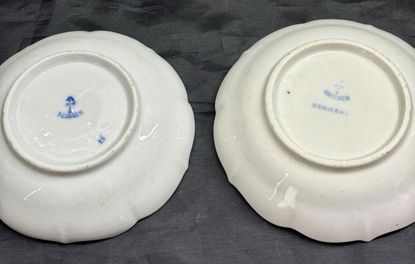 Antique Set 2 Ernst Teichert Meissen Coupe Cereal Bowl 5.25” Blue Onion Pattern