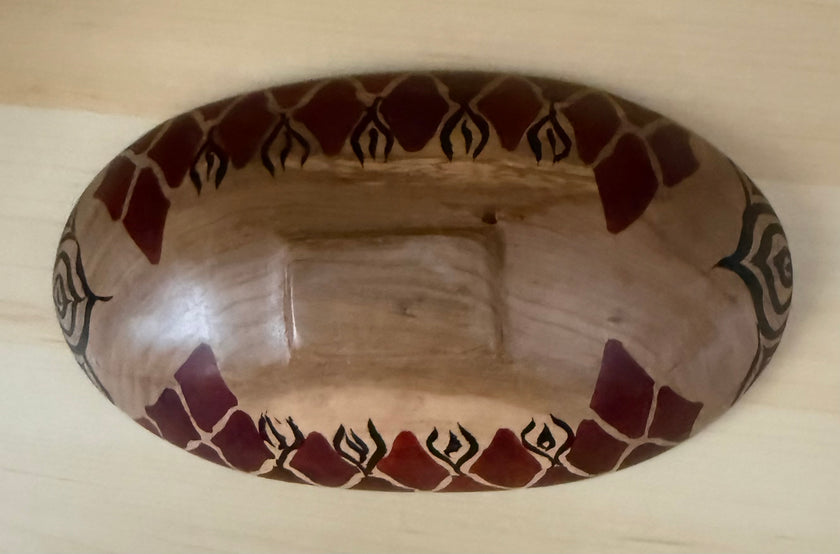 Vintage Hand Carved African Rosewood Oval Elephant Bowl 8” Long