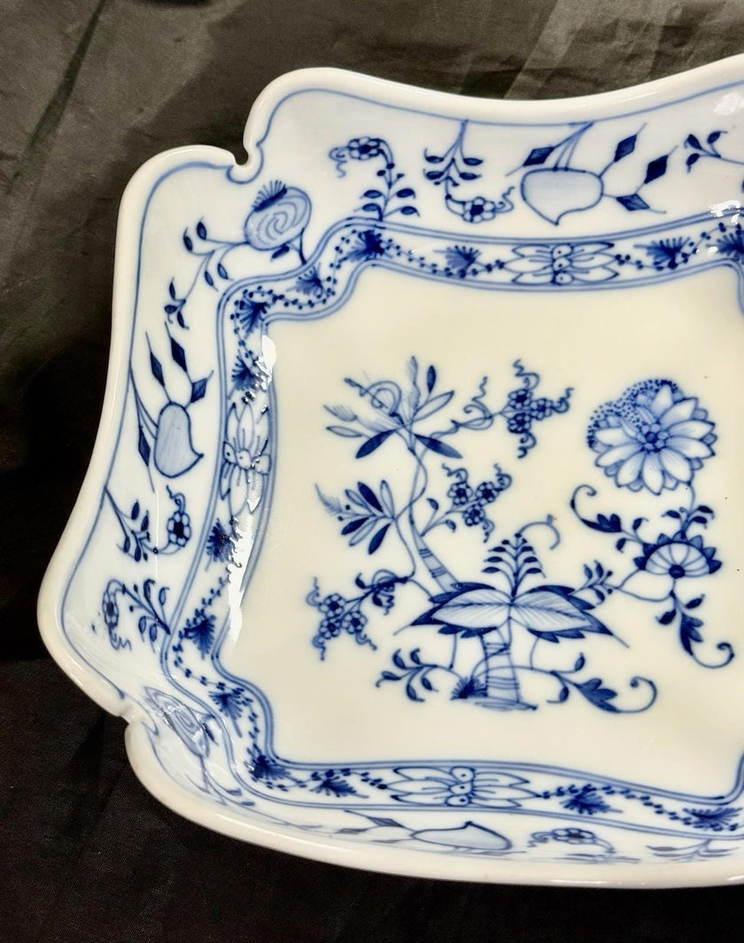Antique Carl Teichert Meissen Blue Onion Porcelain Bowl 9” Circa 1882-1929 RARE!