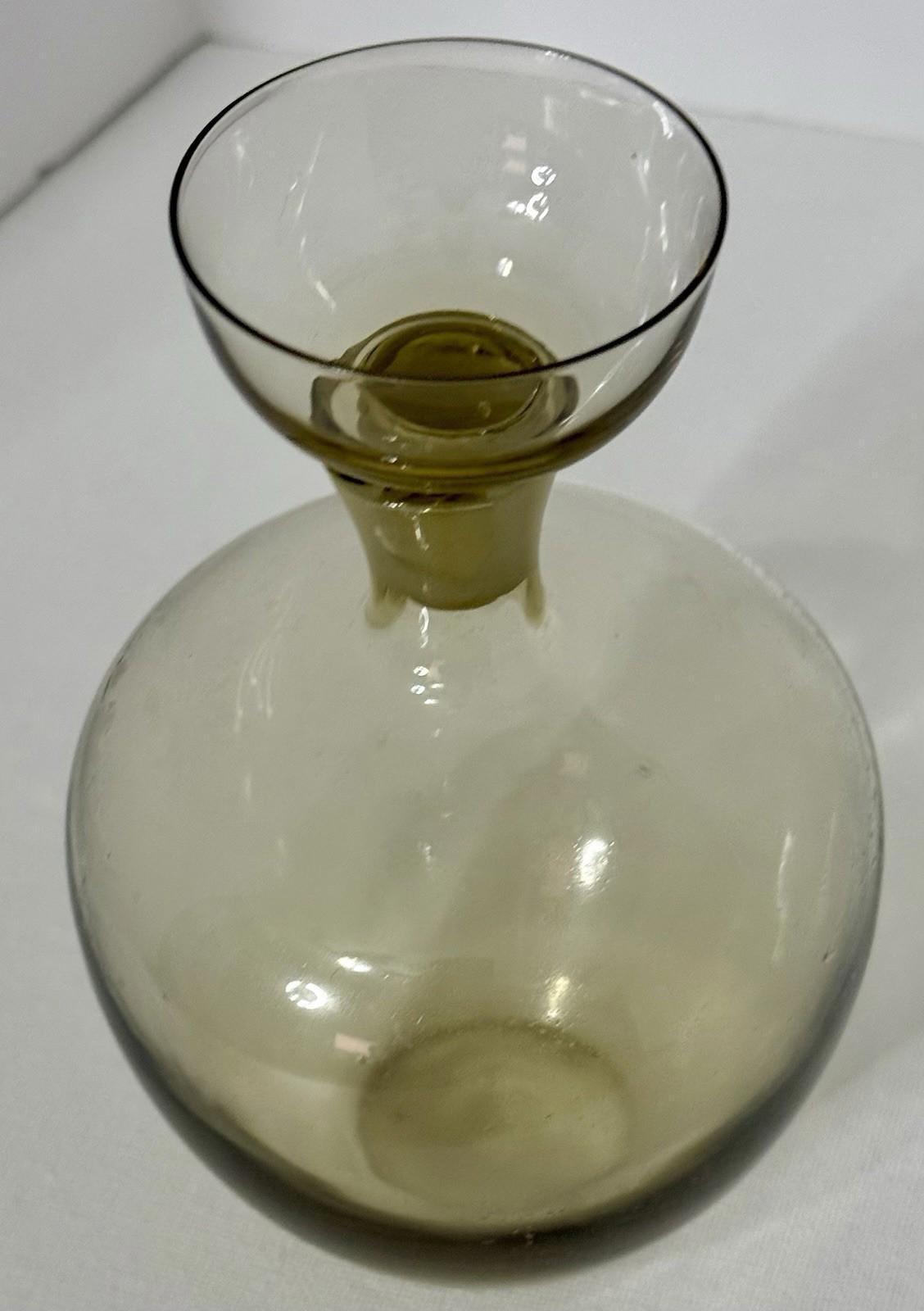 Ekenas Sweden Amber Glass Decanter with Shot Glass Stopper Scandinavian Modern
