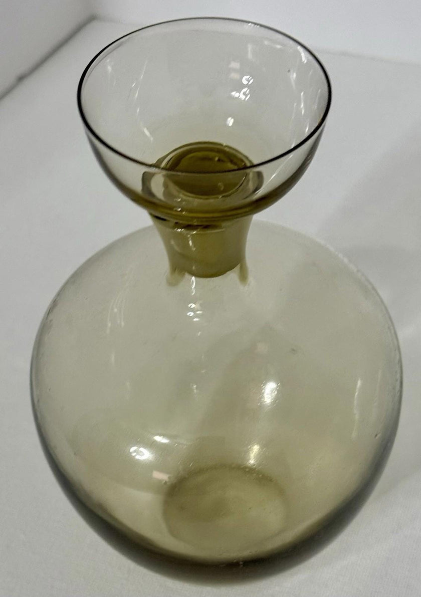 Ekenas Sweden Amber Glass Decanter with Shot Glass Stopper Scandinavian Modern